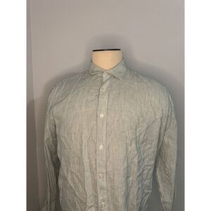 Untuckit Linen Shirt Mens XLarge Blue Button Up  Wrinkle Resistant 100% Linen